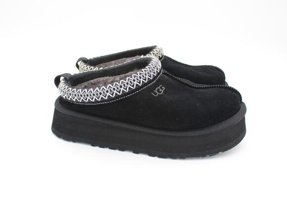 UGG Shoes - UGG Tazz Platform Slipper Womens 8 Black Suede Sheepskin Cozy Comfort Shoe